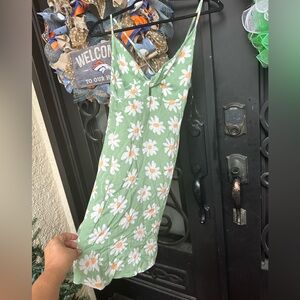 Tilly's Green Floral Knot Front Dress